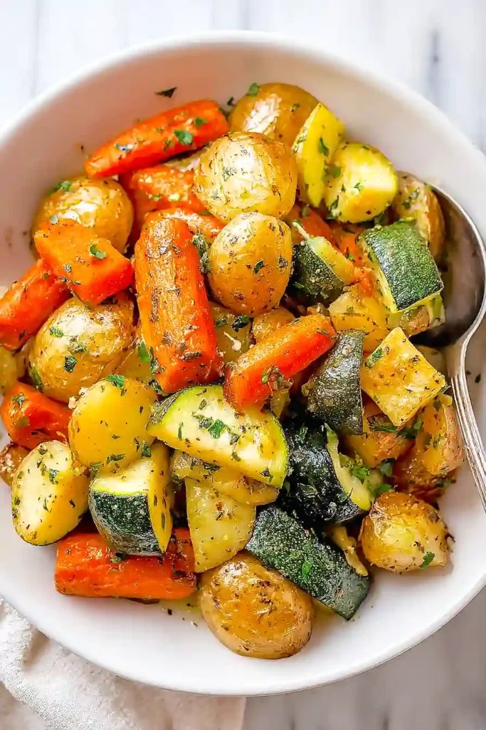 Garlic Herb Roasted Potatoes Carrots and Zucchini