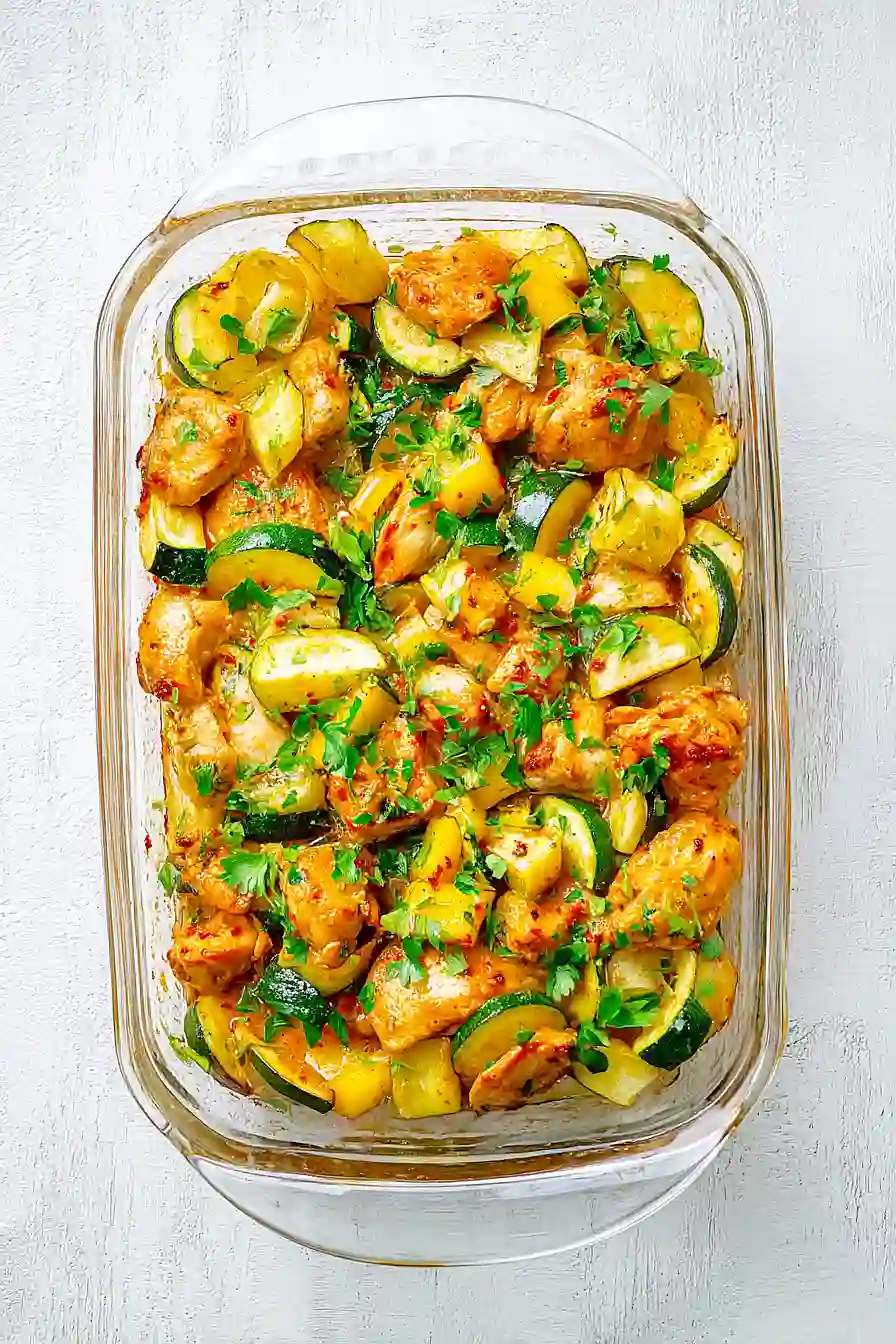 baked chicken and zucchini