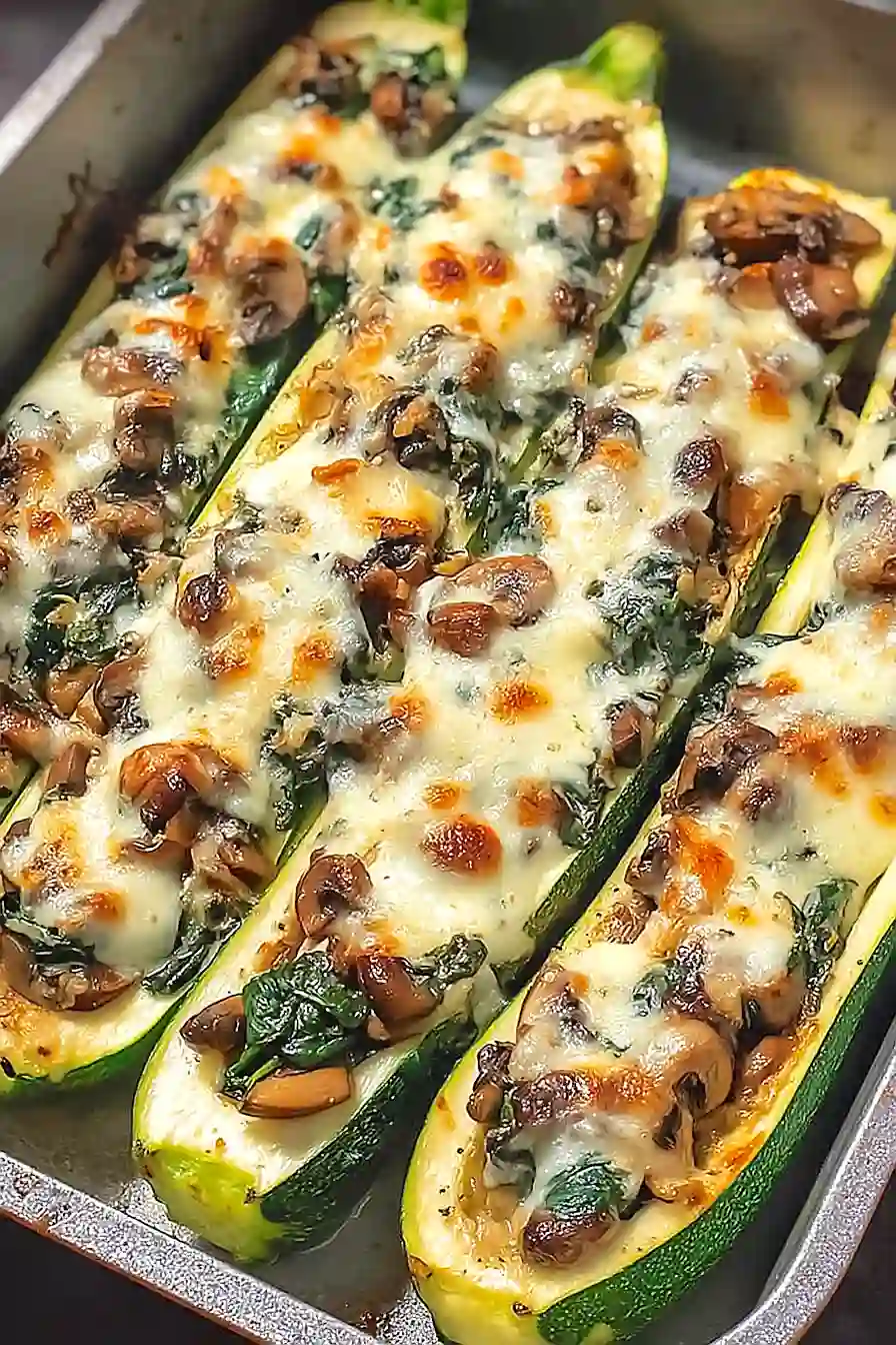 mushroom and ricotta stuffed zucchini boats