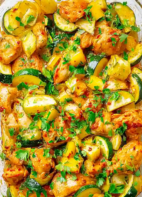 baked chicken and zucchini