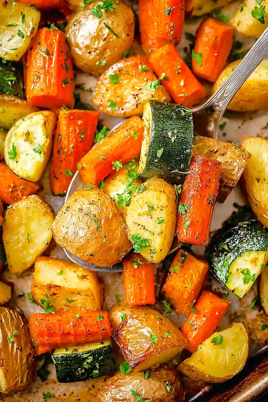 Garlic Herb Roasted Potatoes Carrots and Zucchini