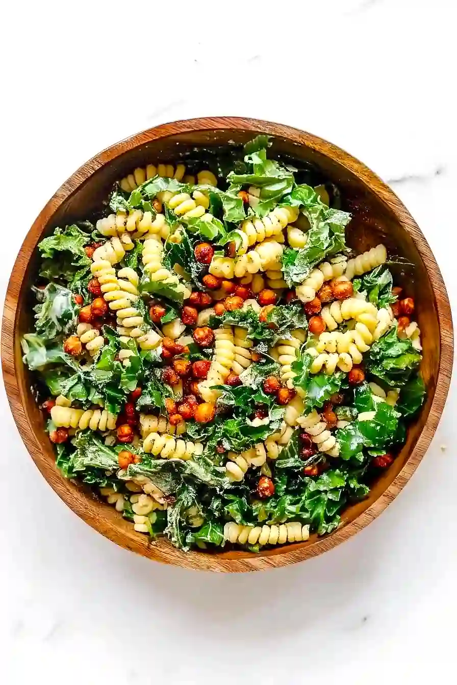 pasta caesar salad with kale