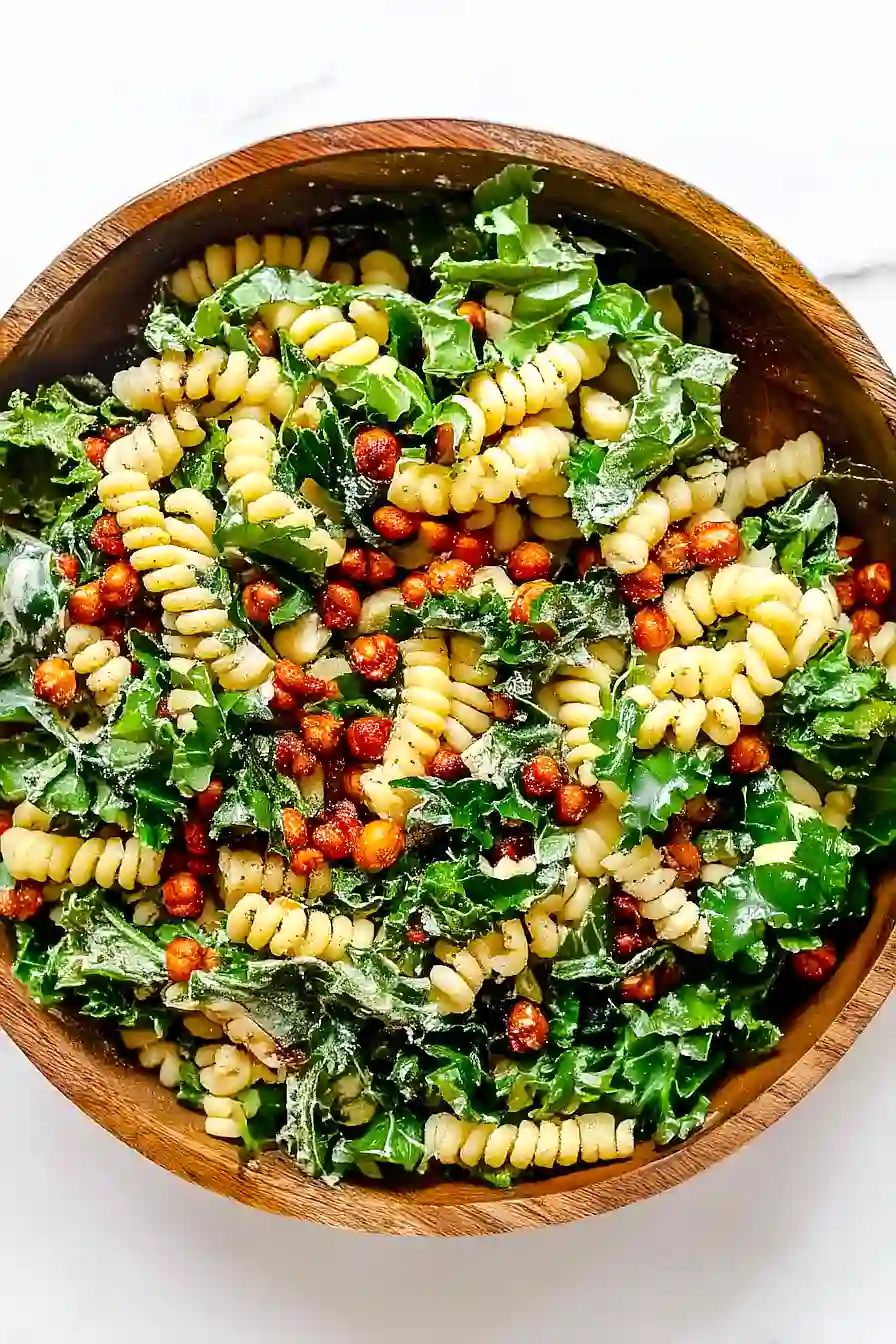 pasta caesar salad with kale