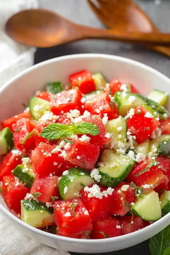 watermelon cucumber feta salad