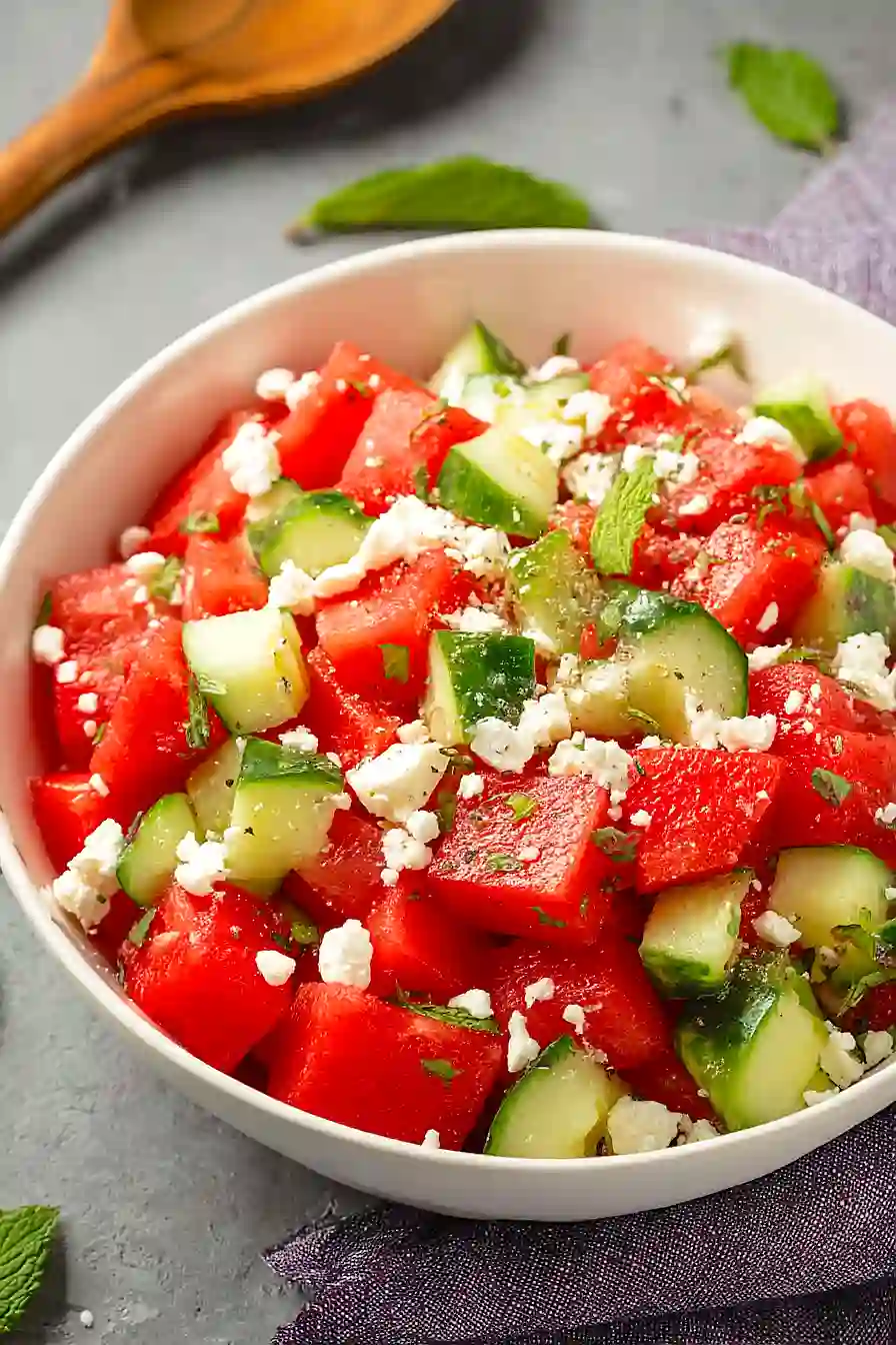 watermelon cucumber feta salad