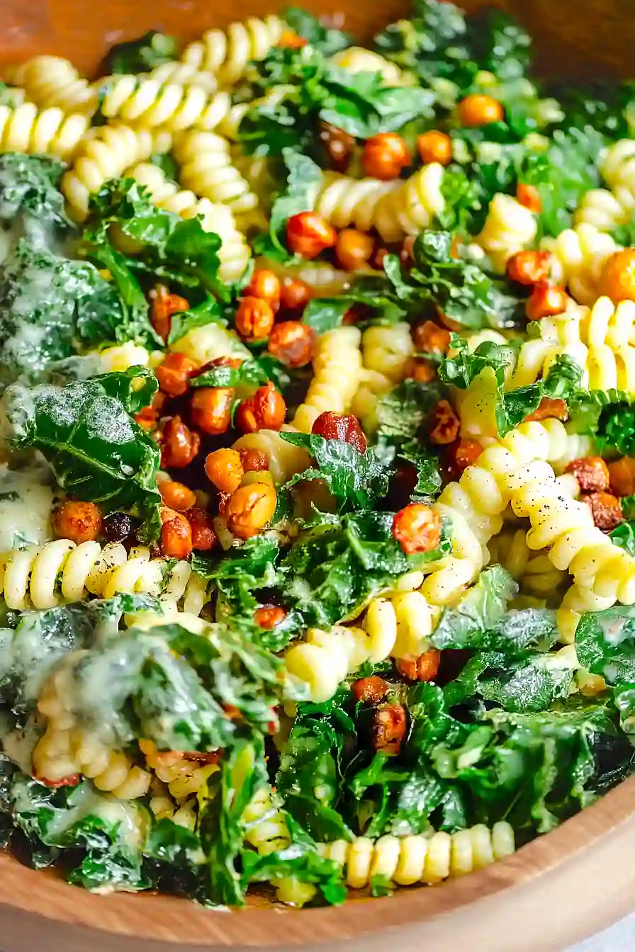 pasta caesar salad with kale