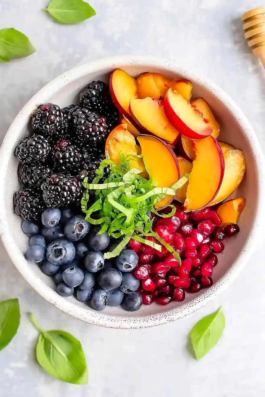 honey lime basil peach salad