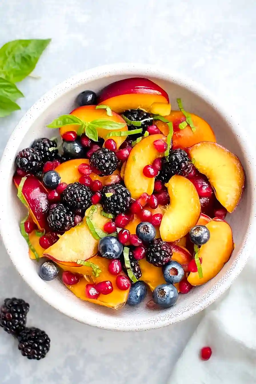 honey lime basil peach salad