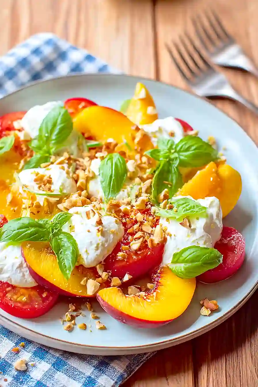 peach burrata salad