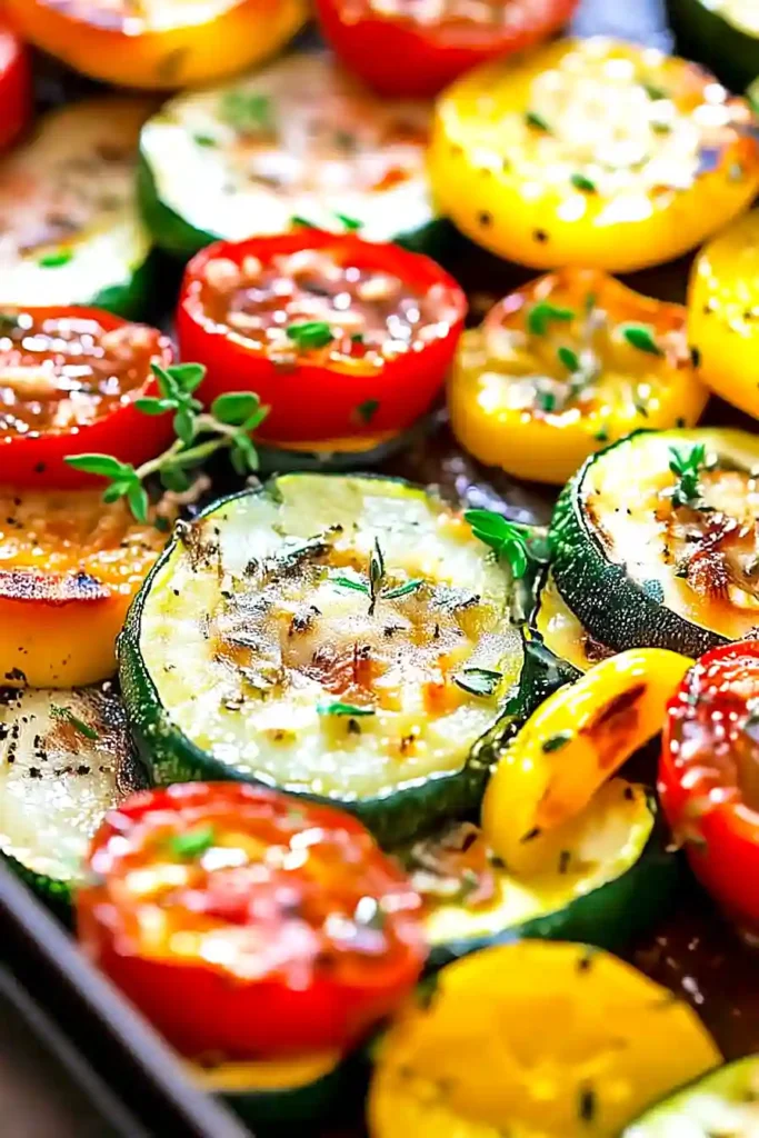 roasted zucchini, squash and tomatoes