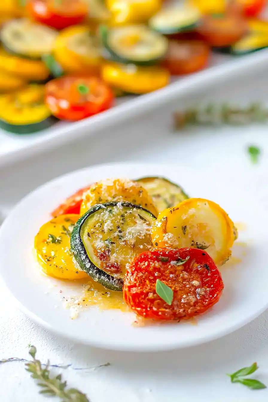 roasted zucchini, squash and tomatoes