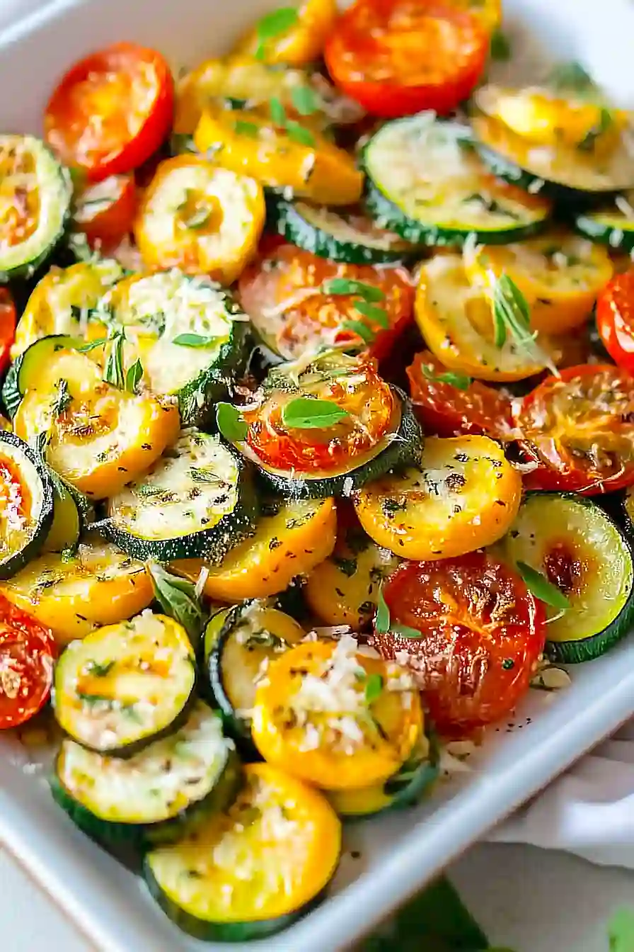 roasted zucchini, squash and tomatoes