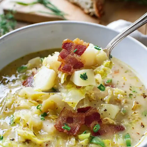 Irish Potato Soup with Bacon and Cabbage