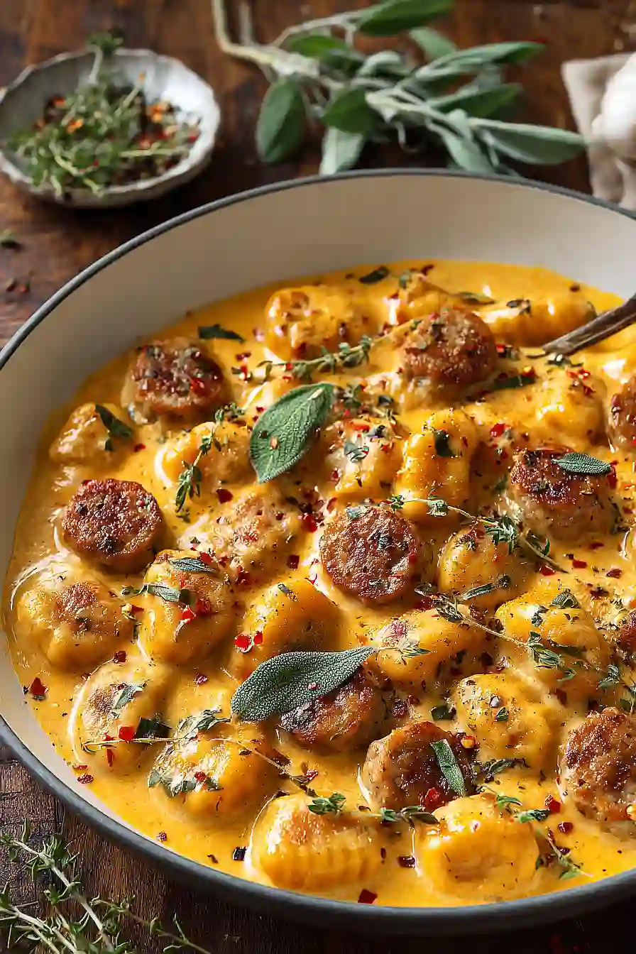 Butternut Squash Gnocchi with Sausage, Thyme, and Sage