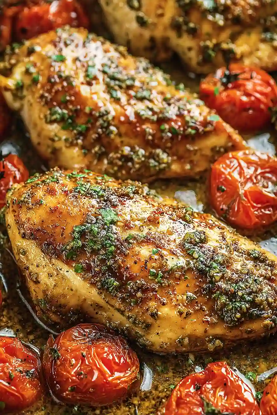 Pesto Chicken with Roasted Tomatoes