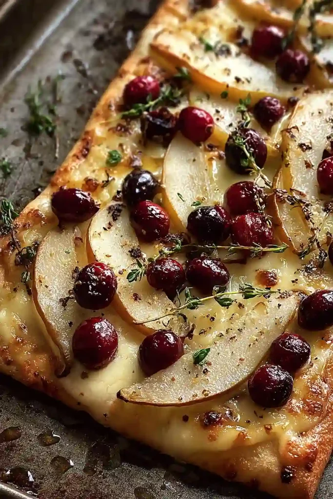 Roasted Pear, Cranberry, and Brie Flatbread