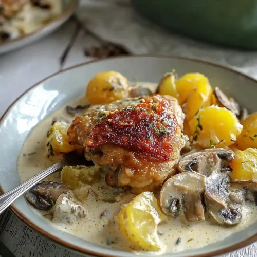 Herb Roasted Chicken in Creamy White Sauce