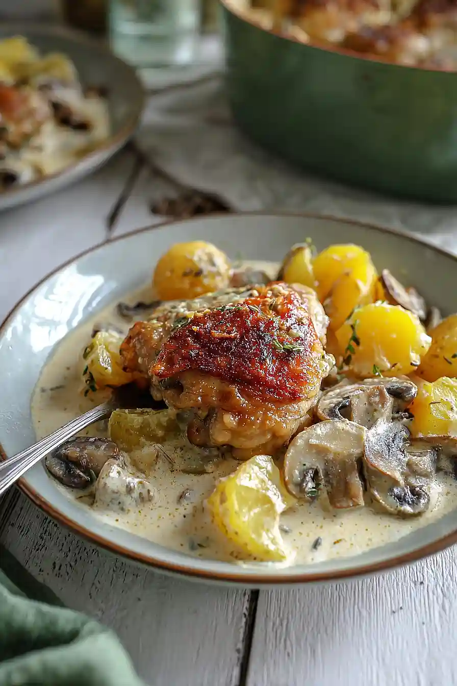 Herb Roasted Chicken in Creamy White Sauce