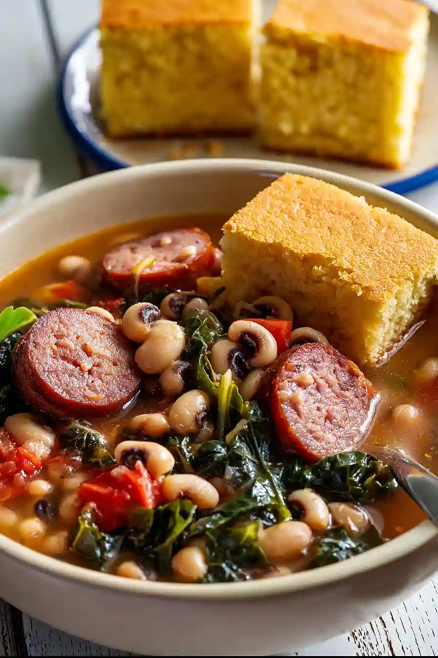 Black-Eyed Pea Stew with Sausage and Kale