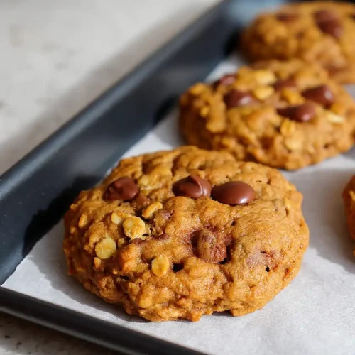 brown butter pumpkin oatmeal chocolate chip cookies