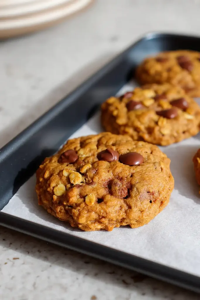 brown butter pumpkin oatmeal chocolate chip cookies