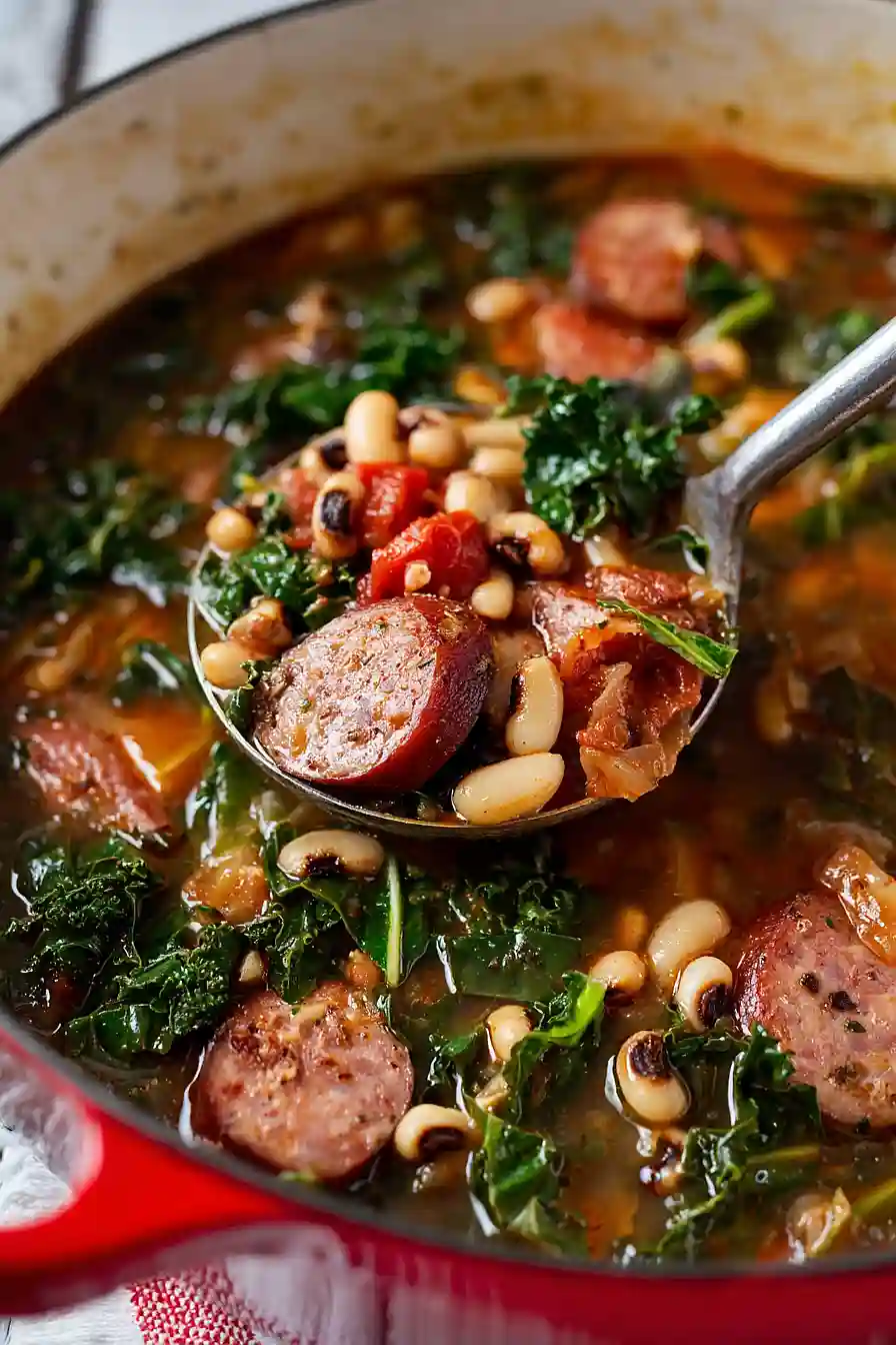 Black-Eyed Pea Stew with Sausage and Kale