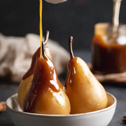 Poached Pear with Caramel Sauce