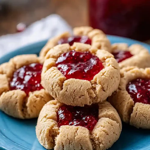 vegan peanut butter and jelly thumbprint cookies
