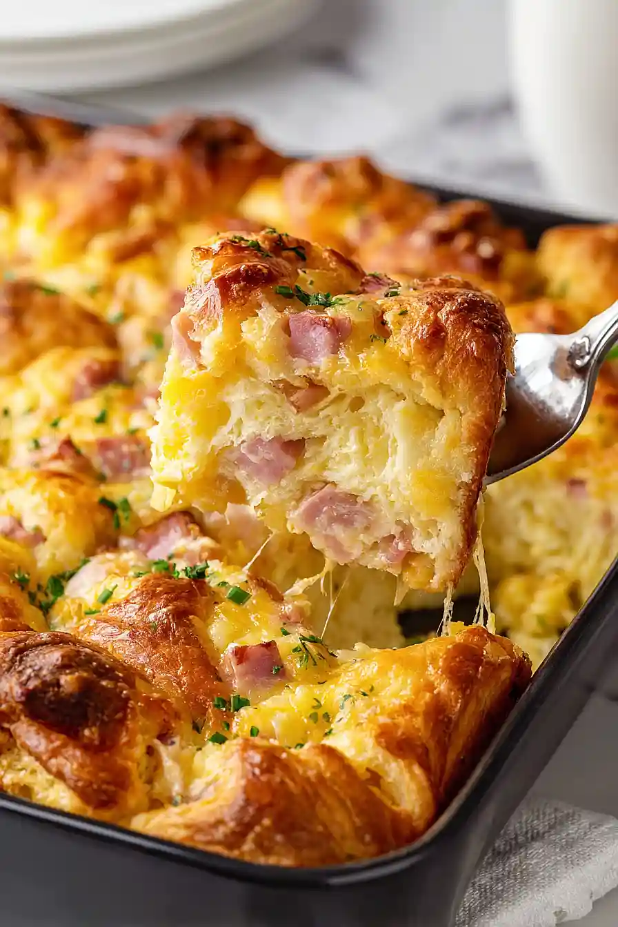 ham and cheese crescent roll breakfast bake