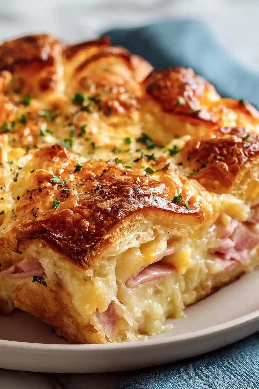 ham and cheese croissant breakfast bake