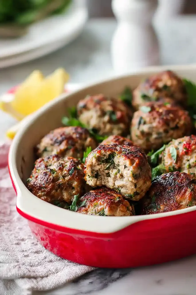 mediterranean ground turkey meatballs