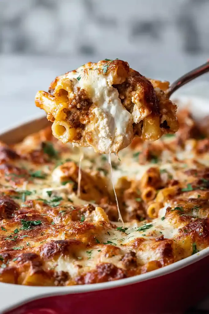 baked ziti with ground beef and ricotta