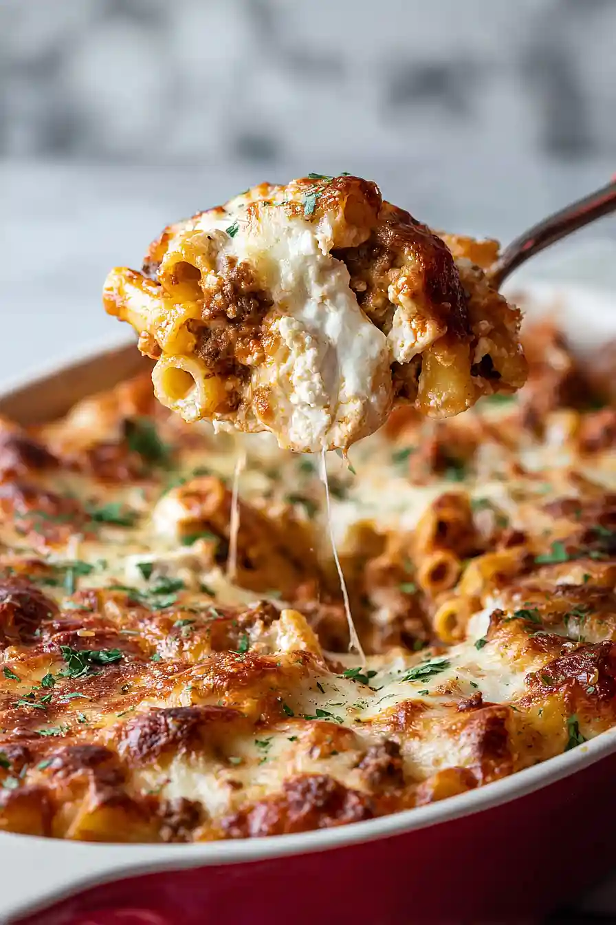 baked ziti with ground beef and ricotta