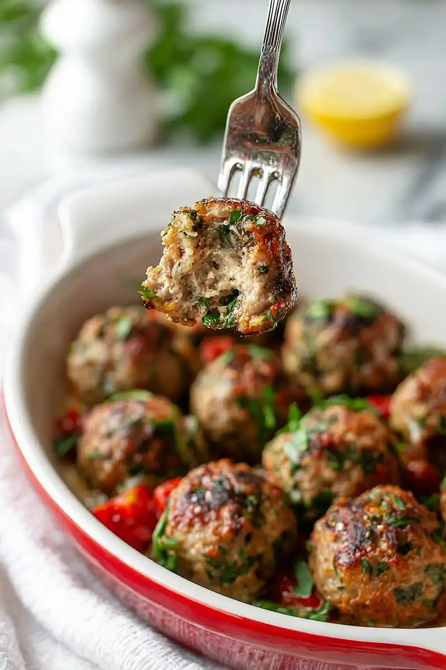 mediterranean ground turkey meatballs