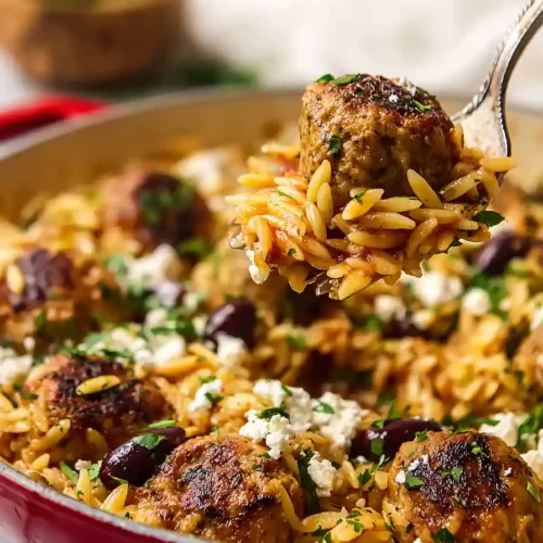 mediterranean meatballs with orzo