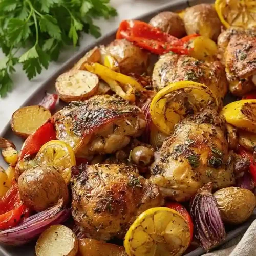 mediterranean sheet pan chicken thighs