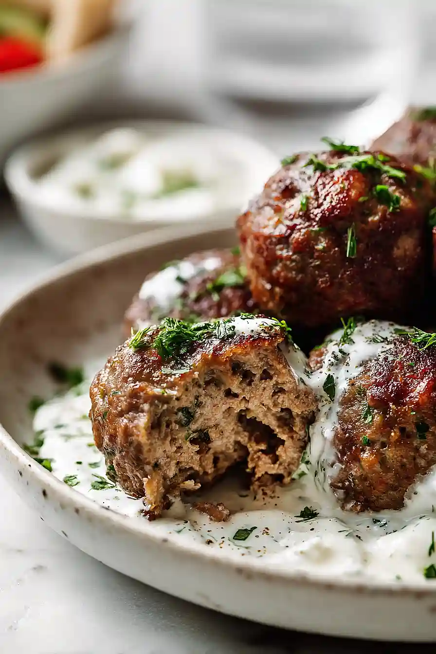 mediterranean meatballs with tzatziki
