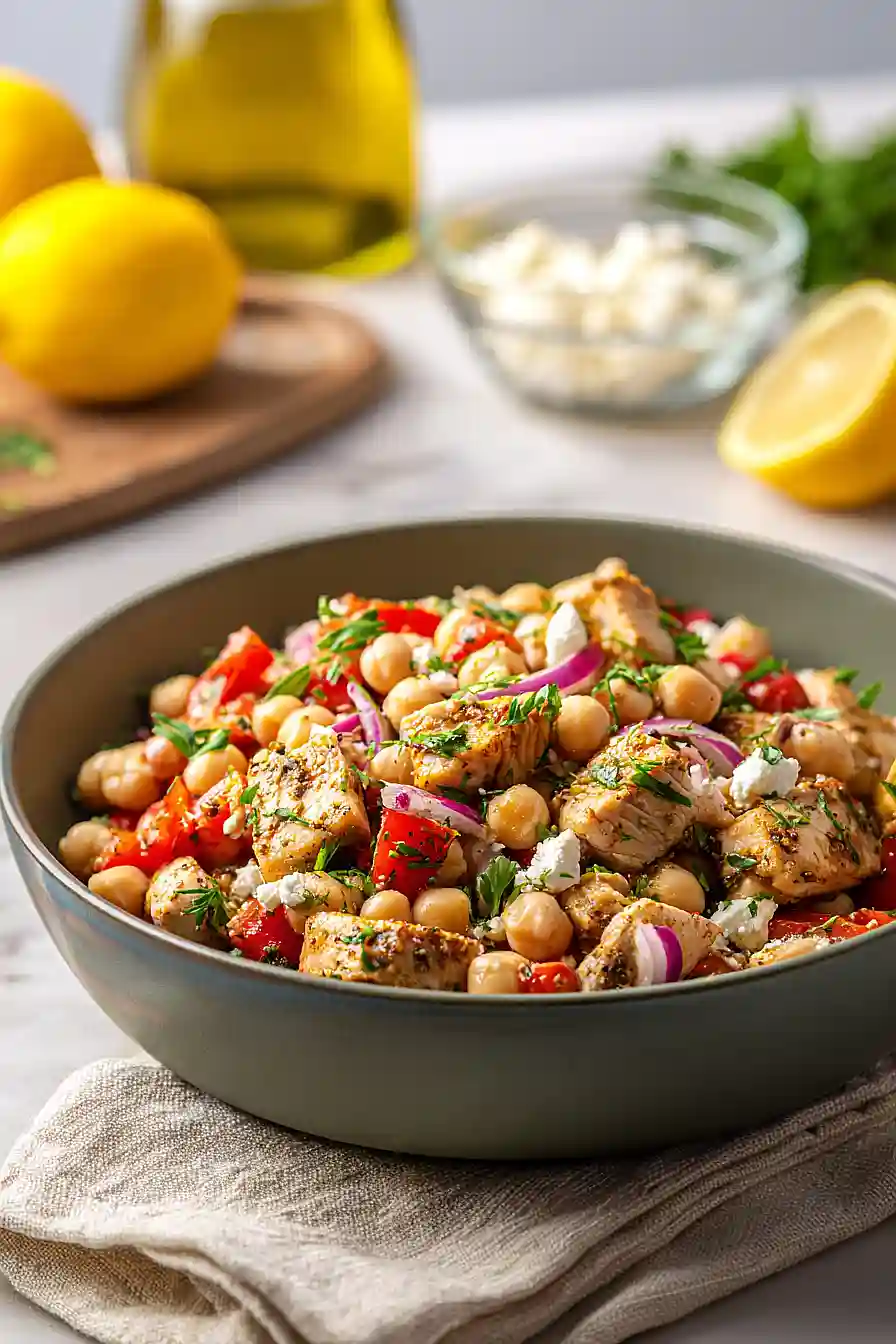mediterranean bean salad with chicken