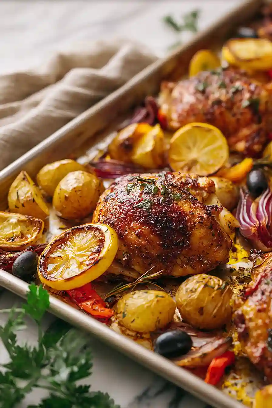mediterranean sheet pan chicken thighs