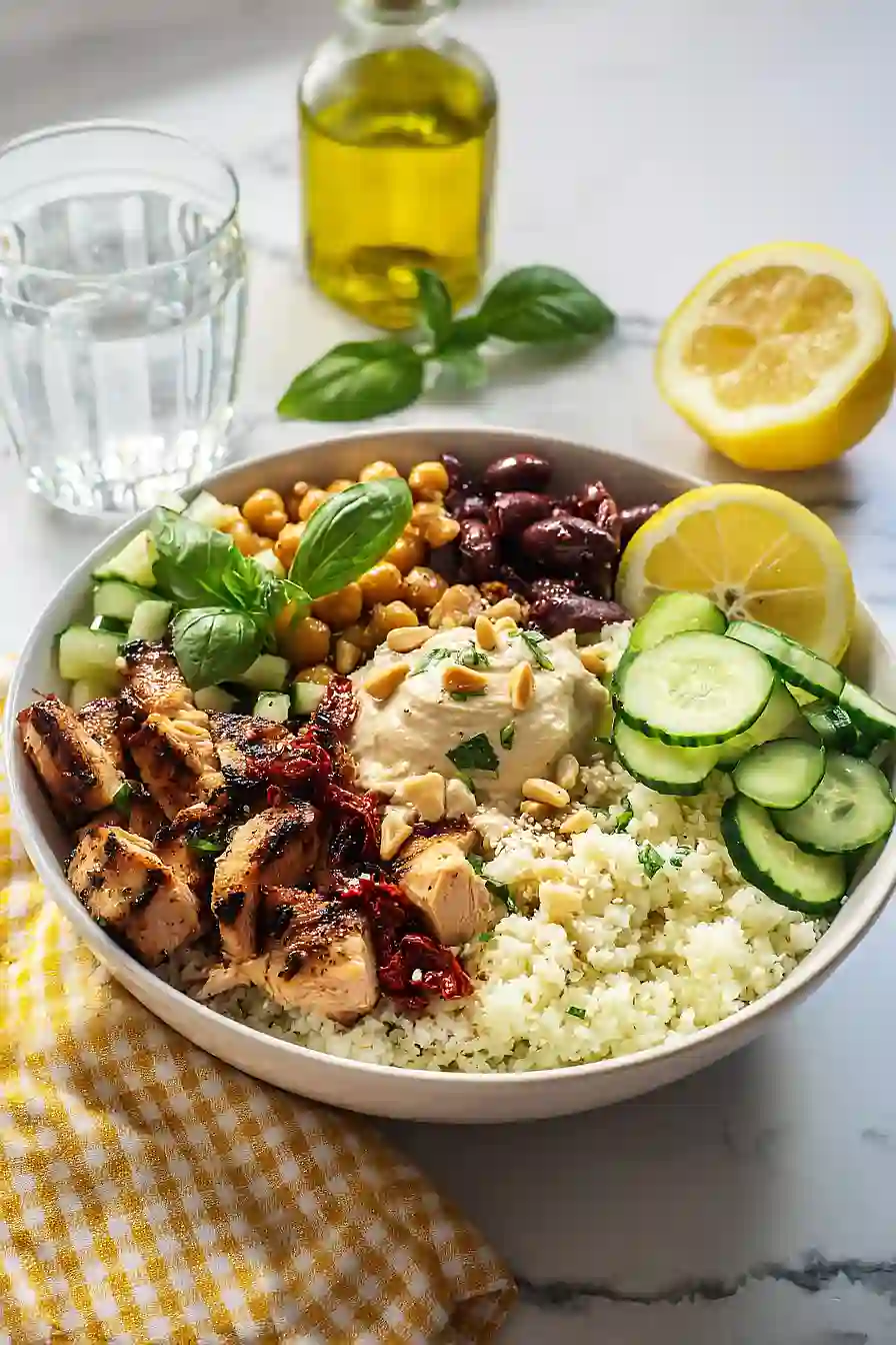 mediterranean cauliflower rice bowl