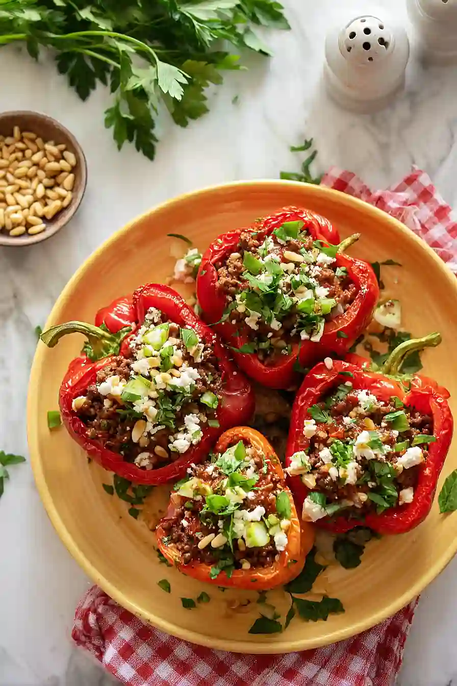 mediterranean beef stuffed peppers