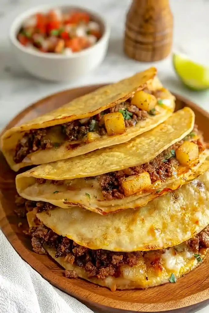 ground beef and potato tacos