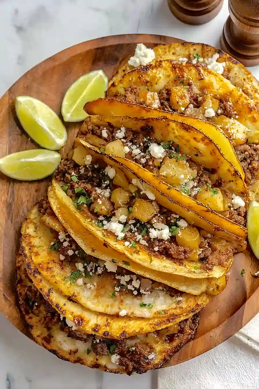 ground beef and potato tacos