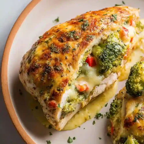 stuffed chicken breast with brocccoli