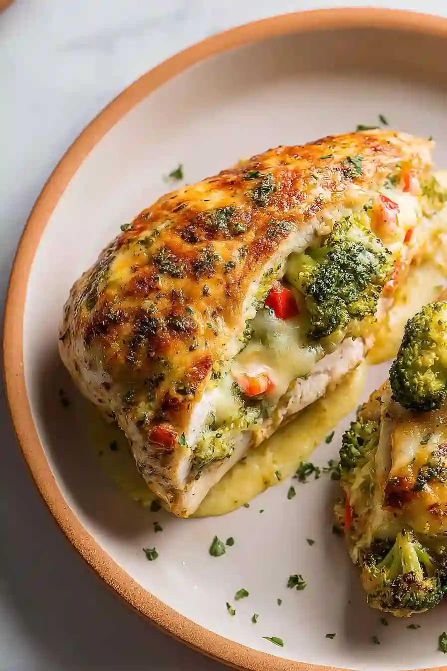 stuffed chicken breast with brocccoli