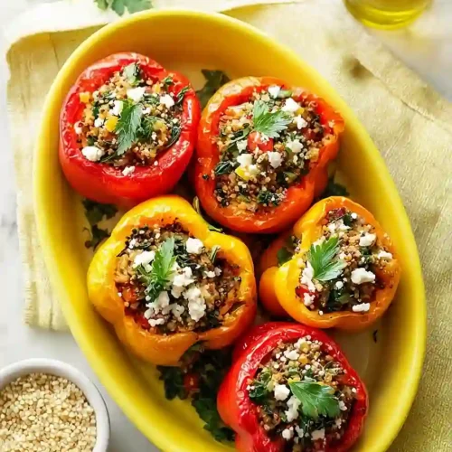 mediterranean quinoa stuffed peppers