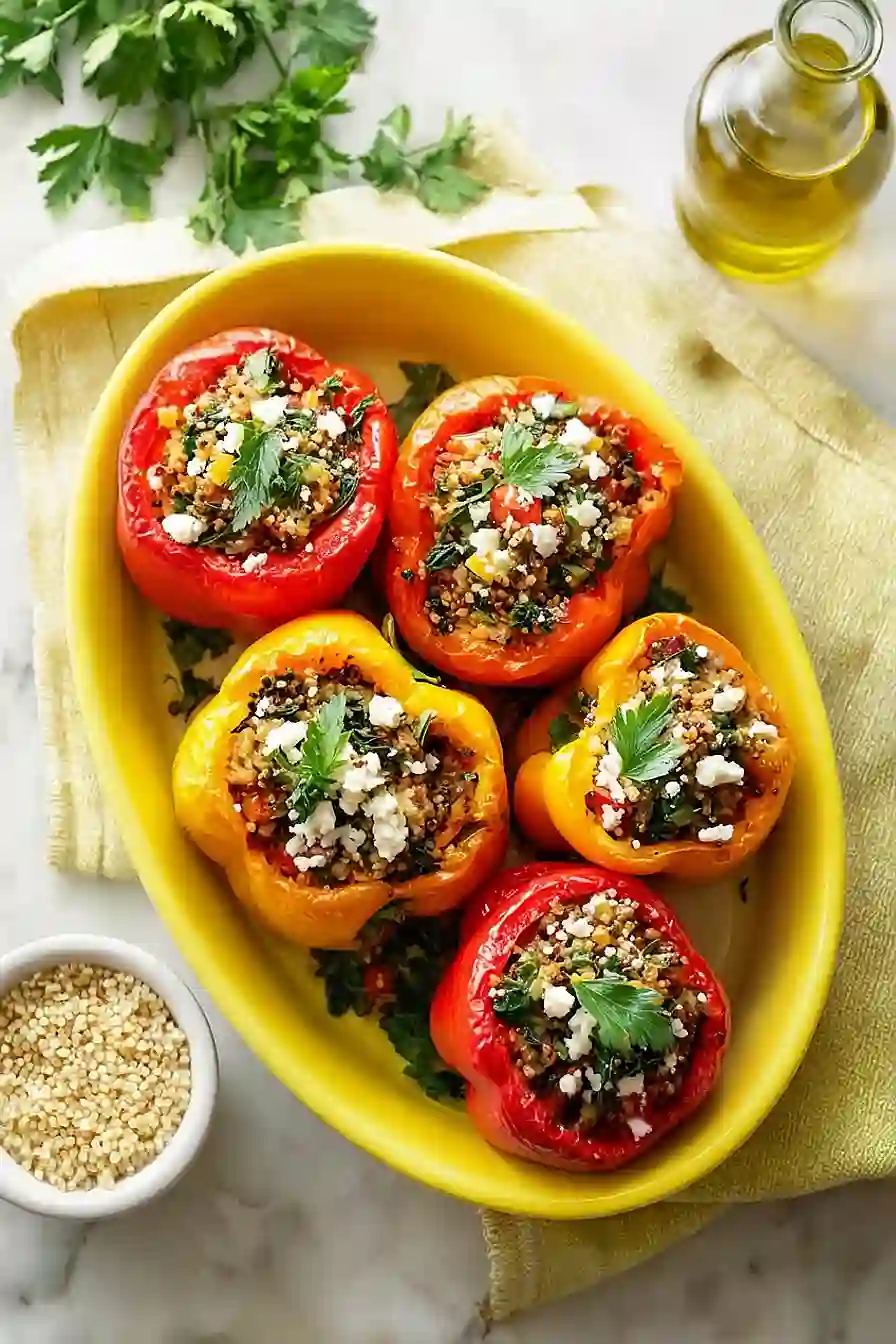 mediterranean quinoa stuffed peppers