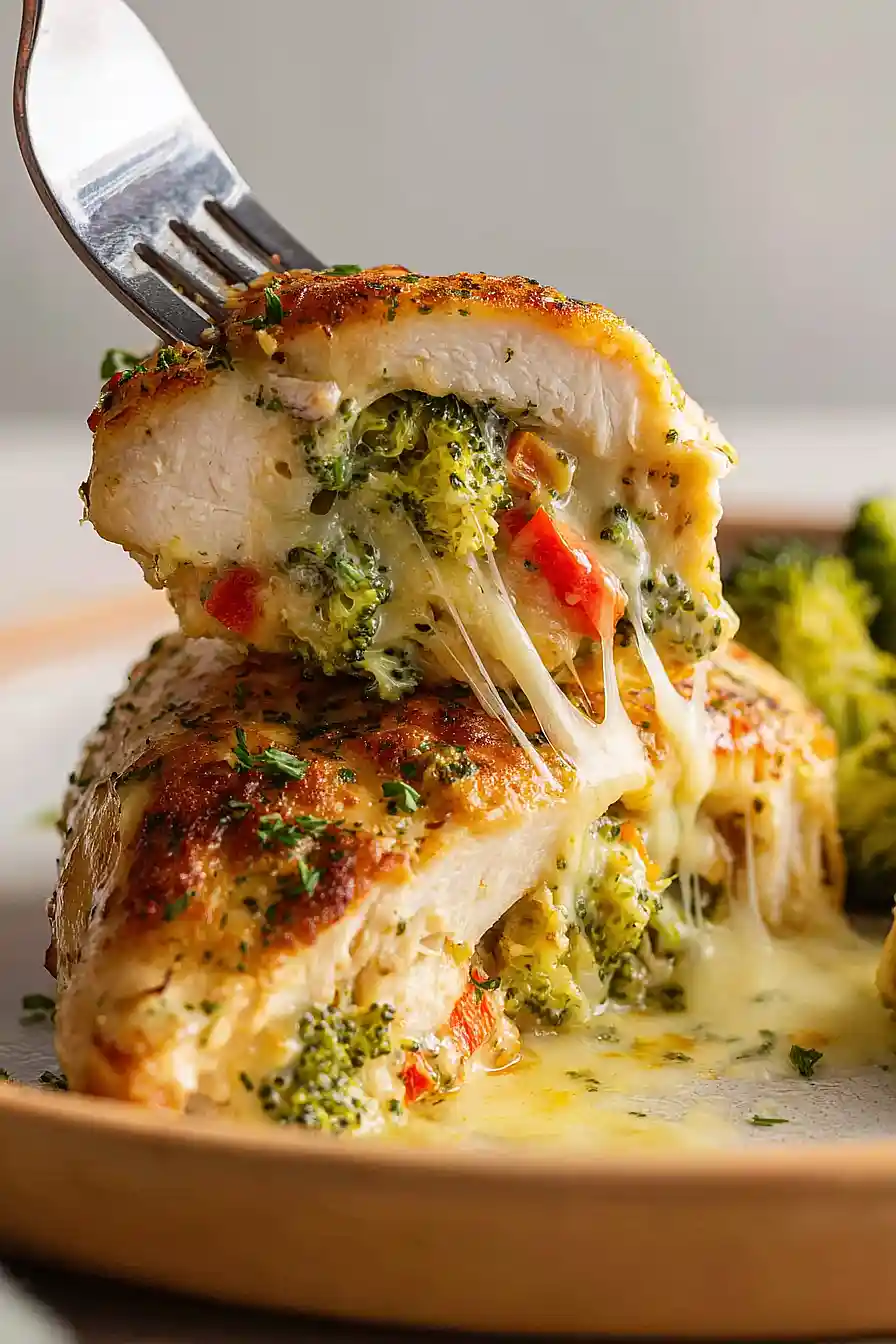 stuffed chicken breast with brocccoli