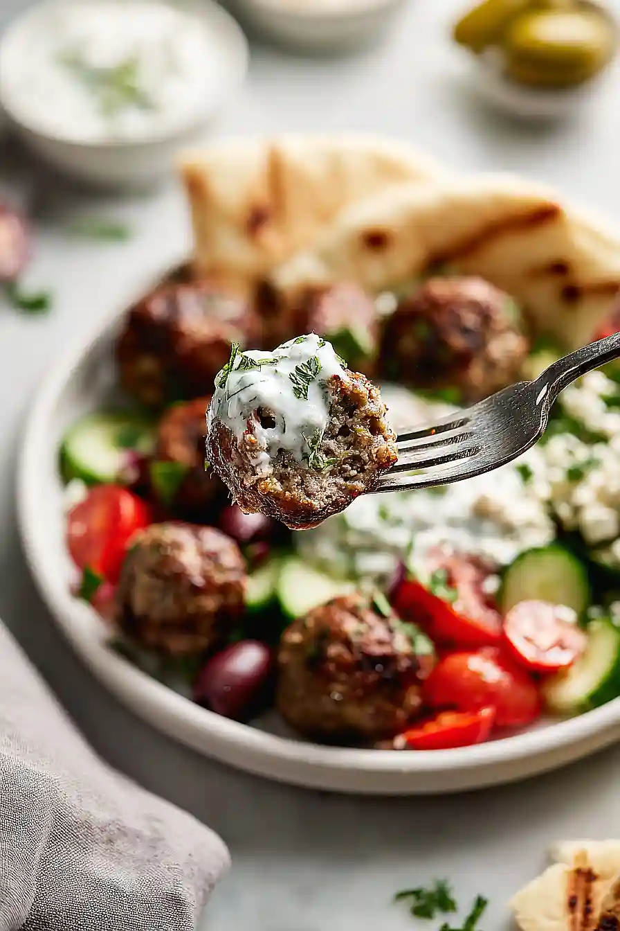 mediterranean meatballs with tzatziki