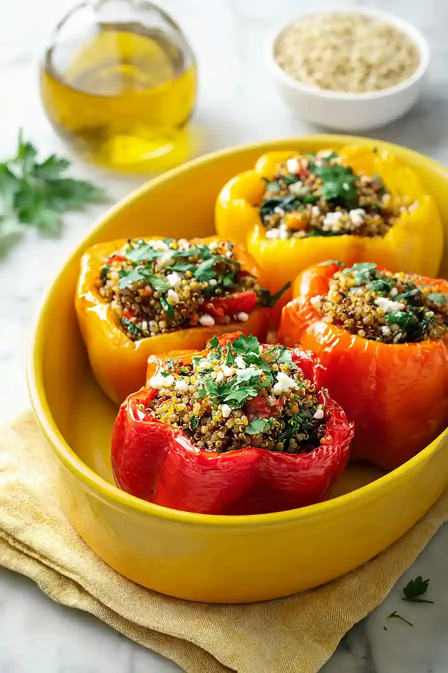 mediterranean quinoa stuffed peppers